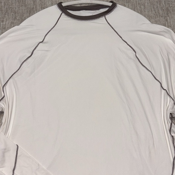 NWT 3X Tahari long sleeve tunic tee cream and brown ringer round collar light - Picture 2 of 6